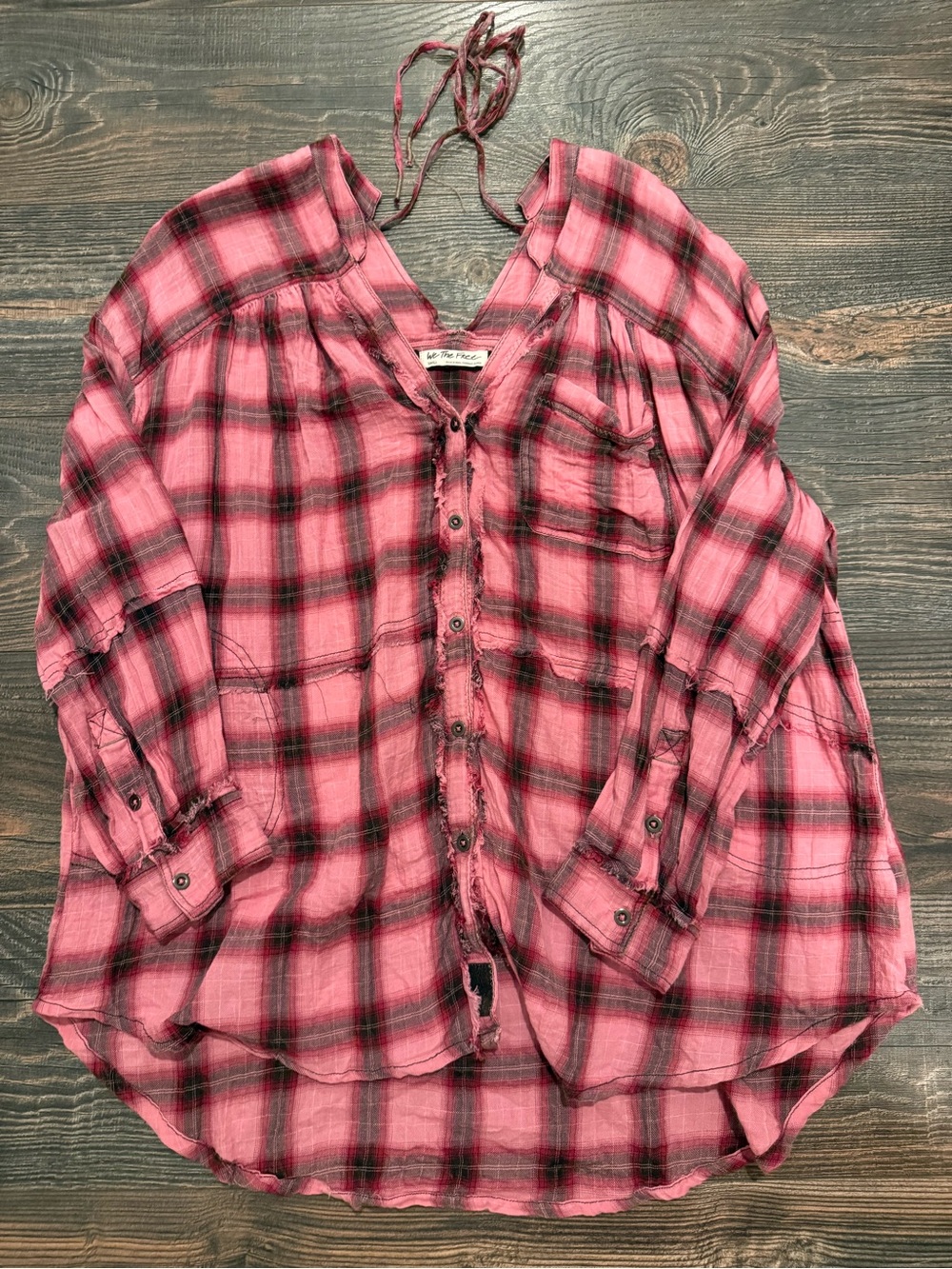 We The Free Pink Plaid Flannel Top